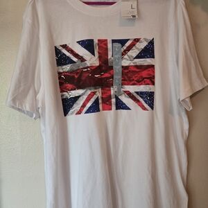 Primark White T-Shirt with Union Jack Design NWT